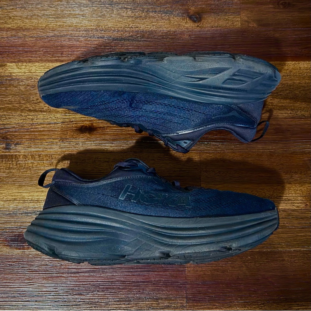 Hoka One One Bondi 8 Black - Size 10 RARE Triple Max Jordan Running - Picture 2 of 4